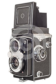 Old Twin Lens Reflex Camera Isolated On White Background