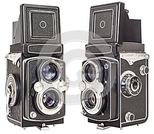 Old Twin Lens Reflex Camera Isolated On White Background