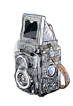 Old twin lens reflex-vector