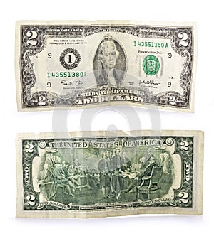 Old two bucks banknote