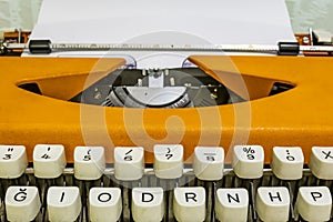 Old type typewriter to write and keyboard