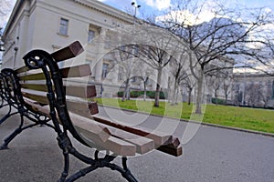 Old type and vintage type bench in park