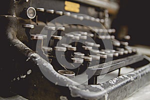 Old typewriter close up