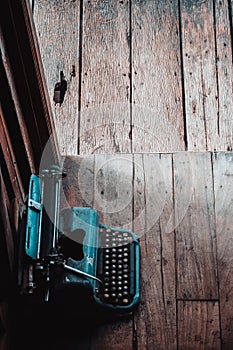 Old typewriter on the floor