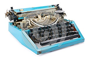 Old typewriter isolated on white