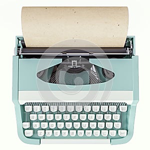 Old typewriter isolated on white, concept of writing, journalism, creating a document, nostalgia