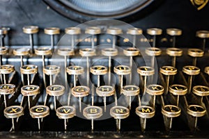 Old typewriter keyboard close-up