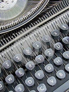 Old typewriter keyboard close up photo concept