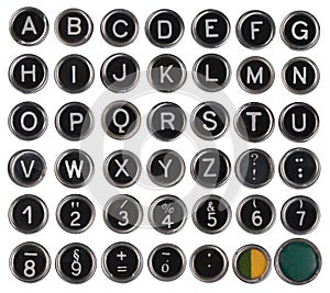 Viejo máquina de escribir el alfabeto a números 