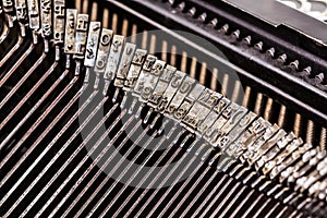 Old typewriter letters on type bar
