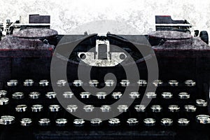 Old typewriter machine in grunge style photo