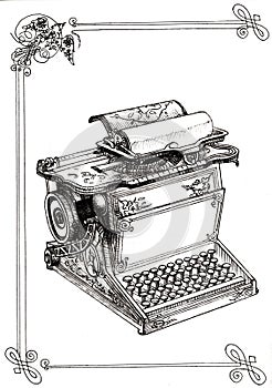 Old Typewriter with monograms photo