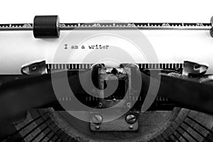 Old Typewriter with Paper I am a Writer