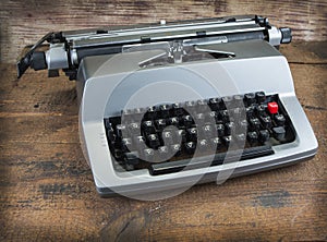 Old typewriter from seventies with paper and copy space