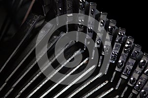 Old typewriter type bars