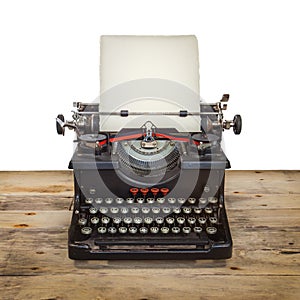 Alt Schreibmaschine auf der uralt hölzern boden 