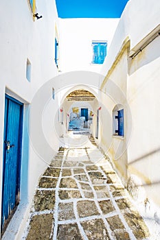 Old typical greek lane in Lefkes photo