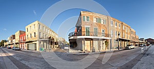 old typical houses in the french Quarter at the french market of New Orleans in morning light