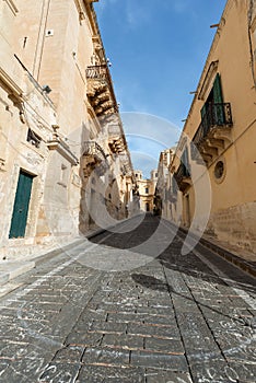 Old typical Street - Noto Sicily Italy photo