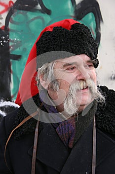 Old ukrainian Cossack with long whiskers 1