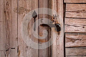 Old Ukrainian wooden house in the summer Pirogovo