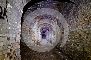 Old underground passage under german fortification castle
