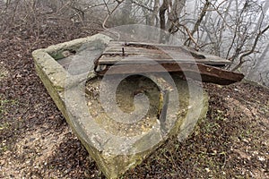 Old underground Soviet military bunker under fortification.