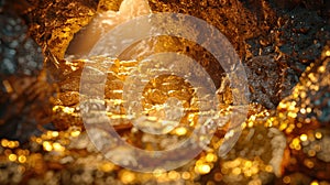 The old underground tunnel of the gold mine. Gold mining in the mine