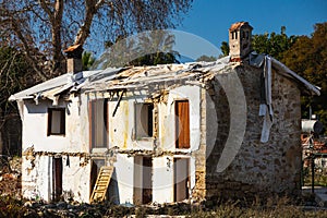 old uninhabitable ruined house