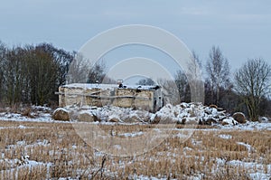 An old, unsafe, abandoned and dilapidated brick building