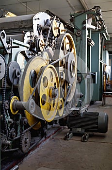 Old unused loom in an abandoned textile factory