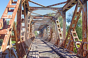 Old, unused railroad bridge, Megali Gefyra, Greece