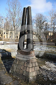 Old unwork fountain in Daugavpils from cannons