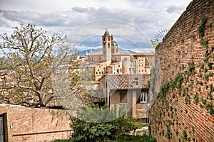 Old Urbino cityscape at dull day