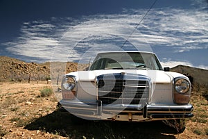 Old usa car in the desert