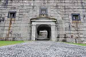 Old usa war fortress stone door way