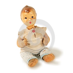 Old used antique doll boy