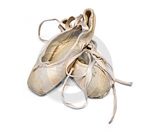 Old used ballet shoes