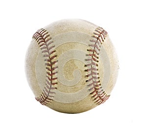 Old used baseball backlit isolated on white