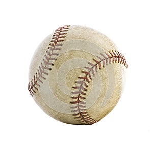 Old used baseball isolated on white