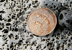 Old used British coin 2 New Pence Elizabeth II 1971.