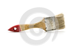Old and Used Medium Size Paint Brush, on white background photo