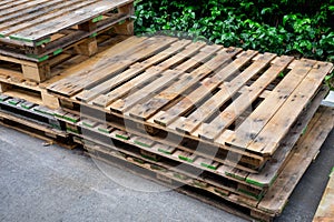Old used pallets stacking together