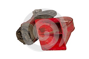 used red electric horn for a car isolated on white background with clipping path
