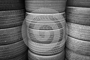 Old used tire textured background, Secondhand photo