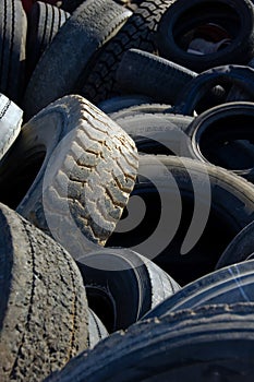 Old used tires in garbage