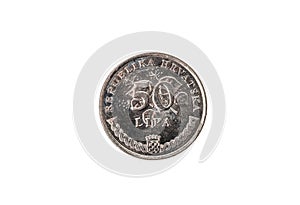 Old used and worn out 50 lipa coin. photo