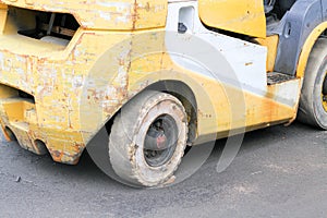 Old useless of tires of old forklift