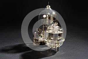 Old vacuum tubes on black