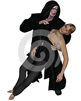 Old Vampire with Beautiful Young Victim